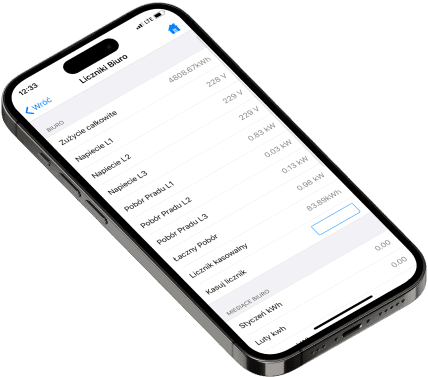 iPhone 14 Pro z włączoną aplikacją DOMIQ Remote