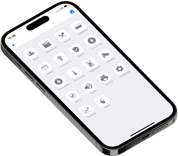 iPhone 14 Pro z włączoną aplikacją DOMIQ Remote
