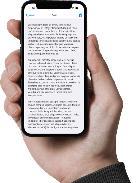 iPhone 12 Mini z włączoną aplikacją DOMIQ Remote