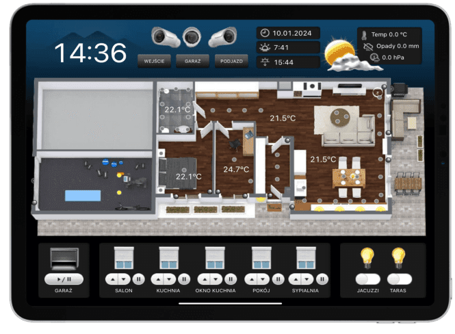iPad Pro z włączoną aplikacją DOMIQ Remote