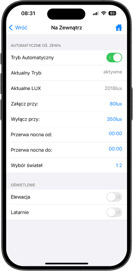 iPhone 15 Pro z włączoną aplikacją DOMIQ Remote